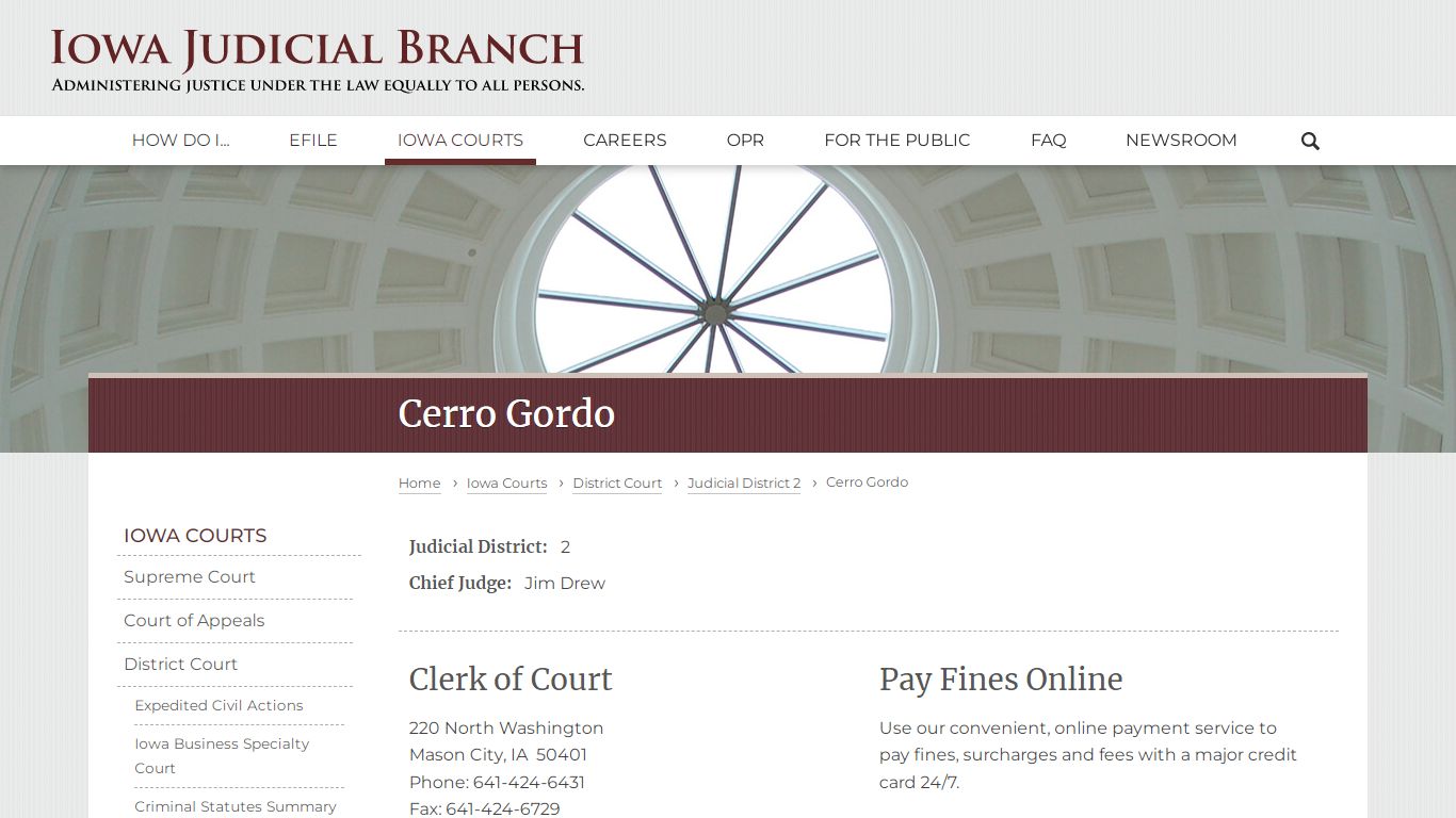 Cerro Gordo | Judicial District 2 | Iowa Judicial Branch