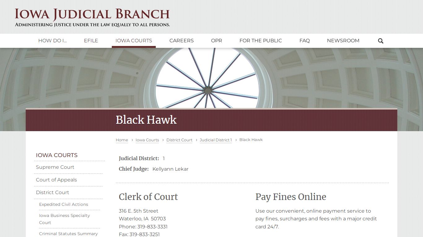 Black Hawk | Judicial District 1 | Iowa Judicial Branch